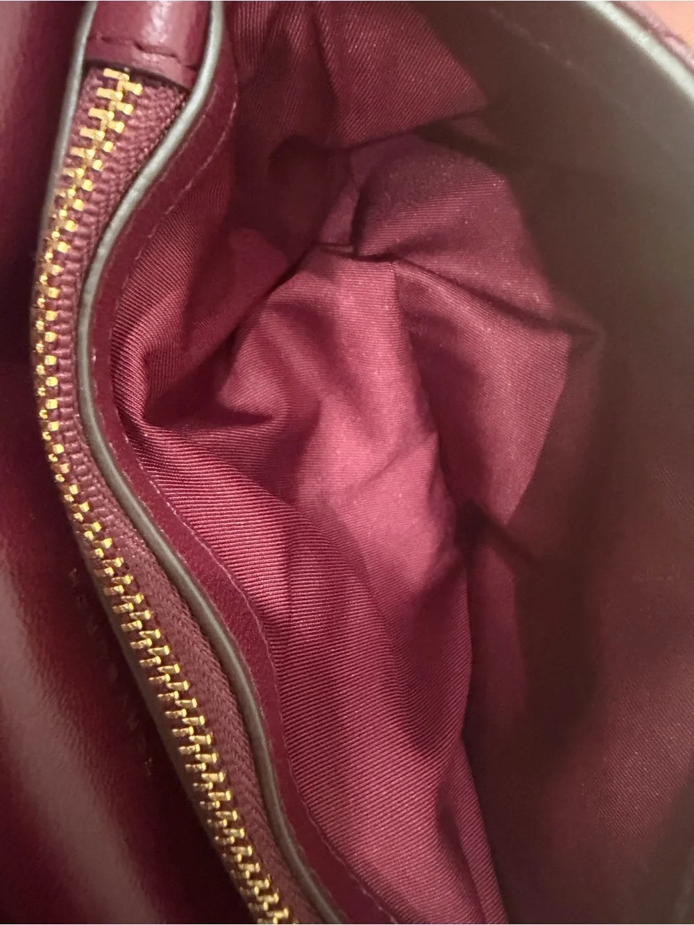 Tory Burch Kira Chevron Leather Wallet Crossbody Bag Plum Burgundy Gold Hardware